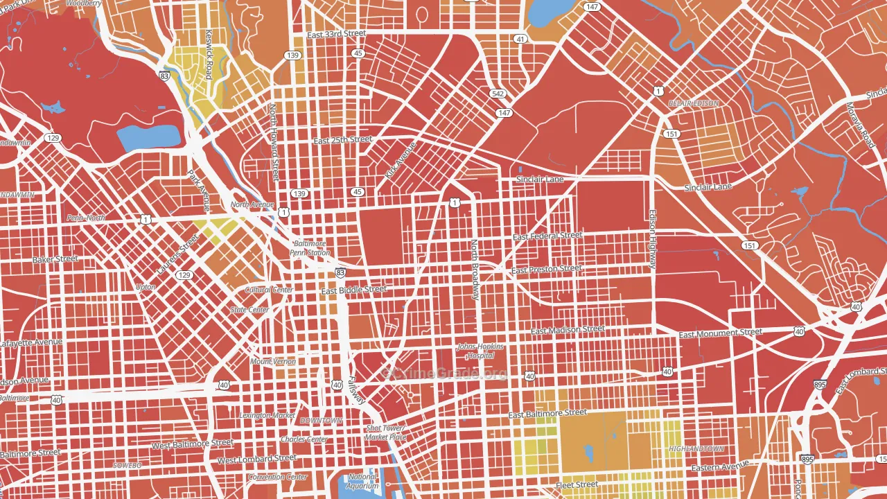 Greenmount, Baltimore, MD Map of Assault Rates