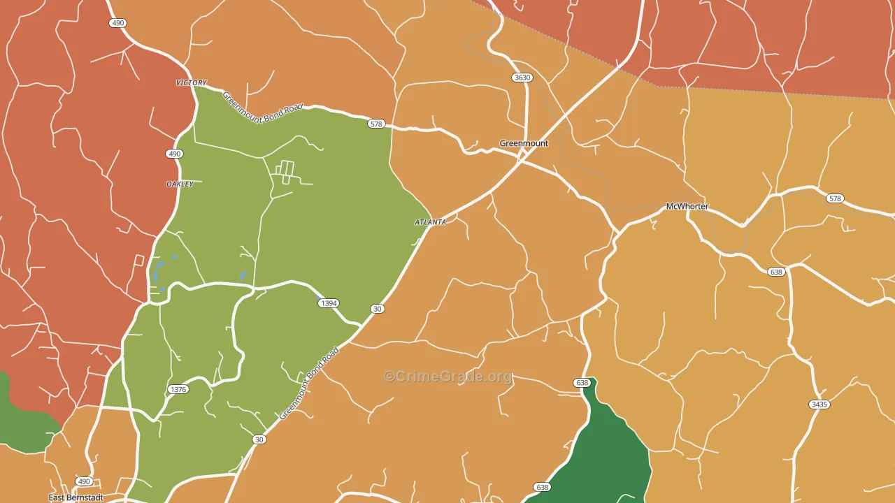 Greenmount, KY Map of Assault Rates