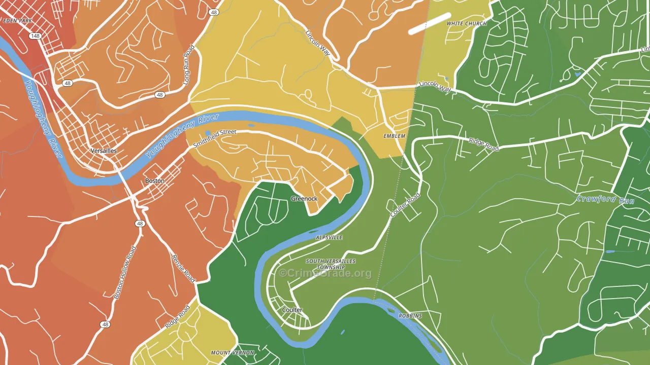 Greenock, PA Map of Assault Rates