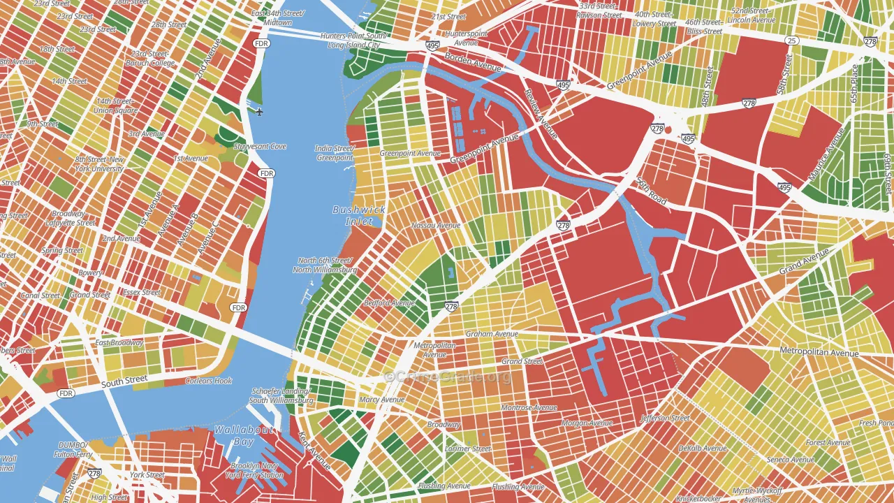 Greenpoint, Brooklyn, NY Map of Assault Rates