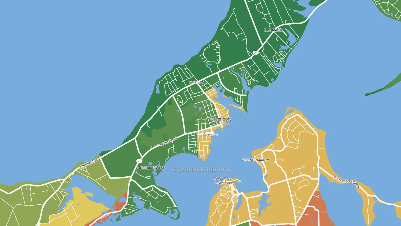 Greenport, NY Map of Assault Rates