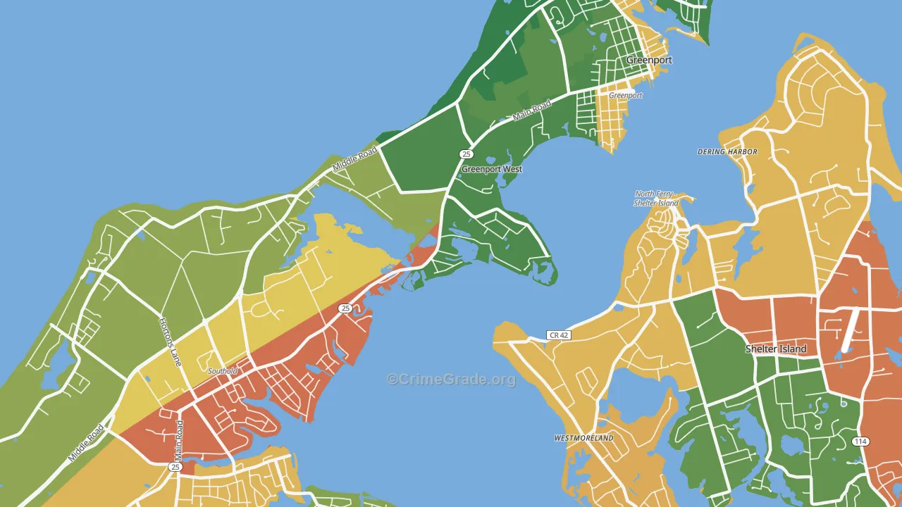 Greenport West, NY Map of Assault Rates