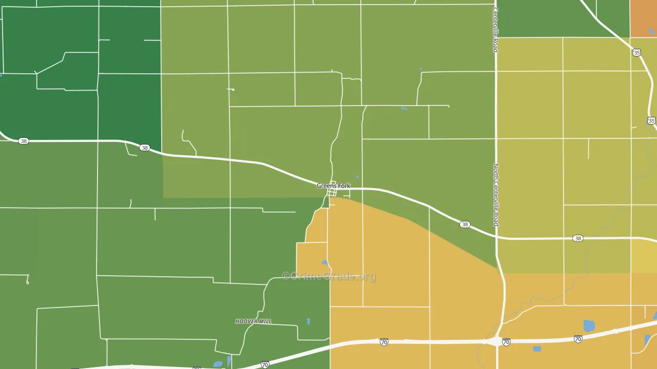 Greens Fork, IN Map of Assault Rates