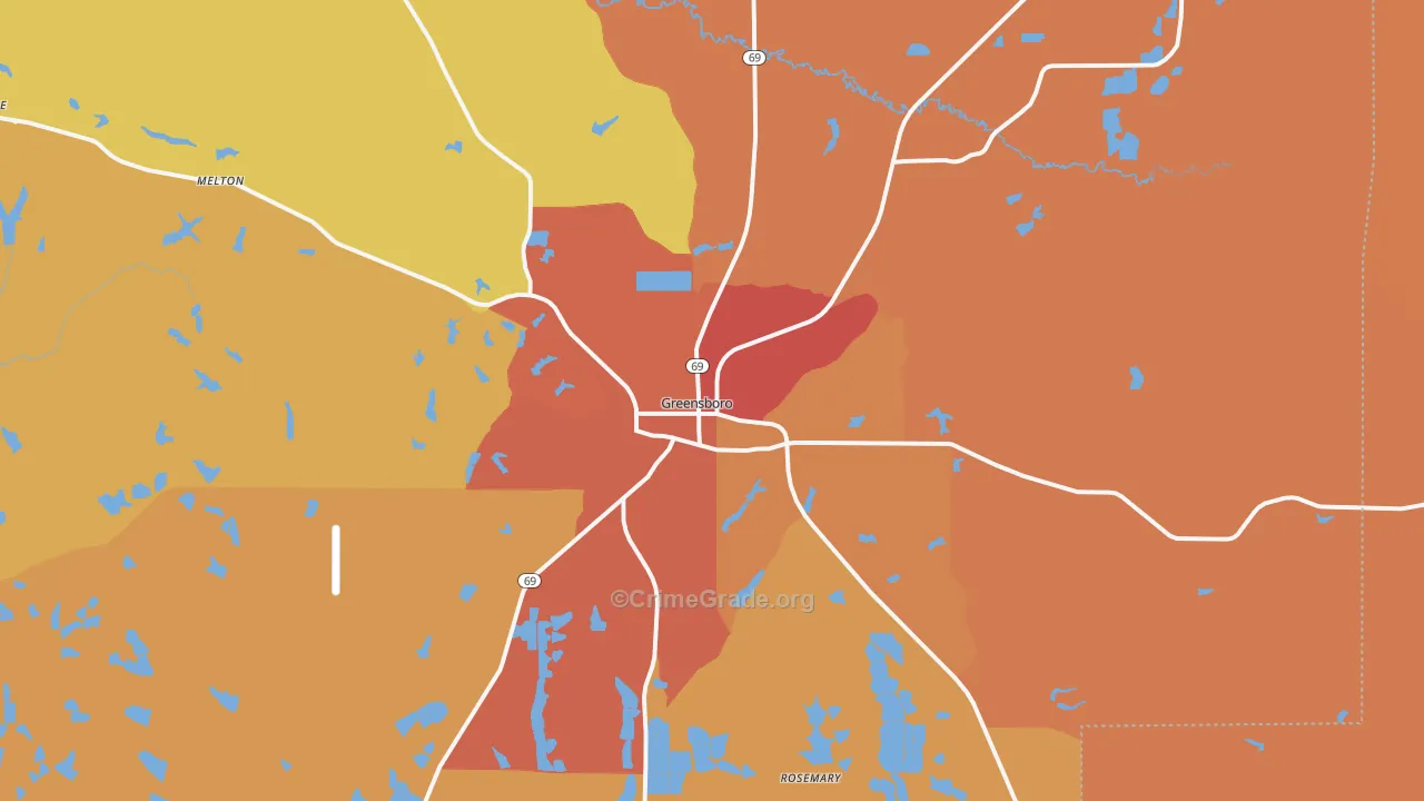 Greensboro, AL Map of Assault Rates