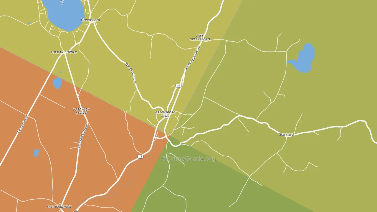 Greensboro Bend, VT Map of Assault Rates