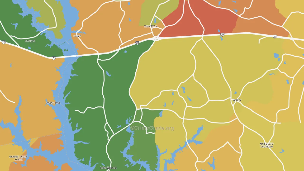 Greensboro, GA Map of Assault Rates