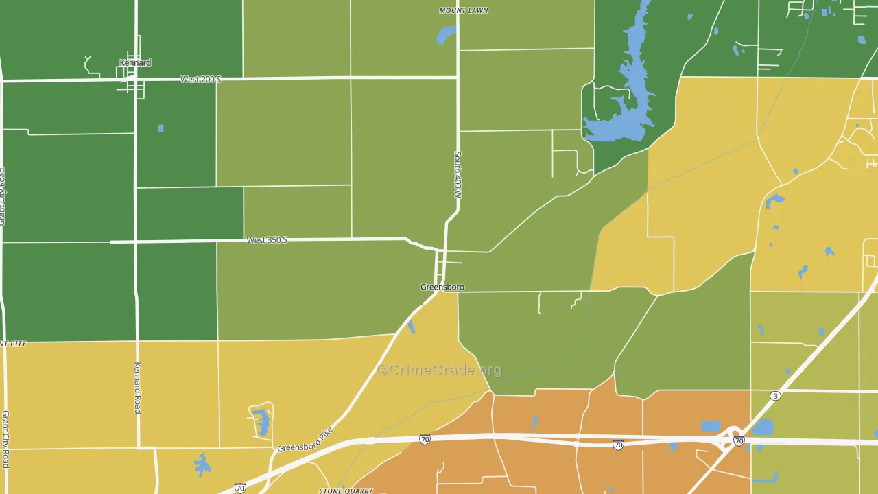 Greensboro, IN Map of Assault Rates