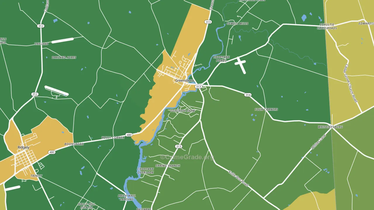 Greensboro, MD Map of Assault Rates