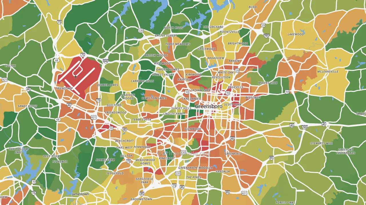Greensboro, NC Map of Assault Rates