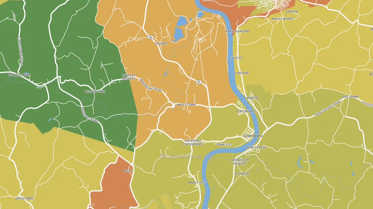 Greensboro, PA Map of Assault Rates