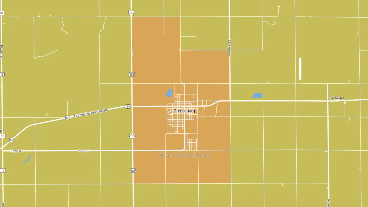 Greensburg, KS Map of Assault Rates