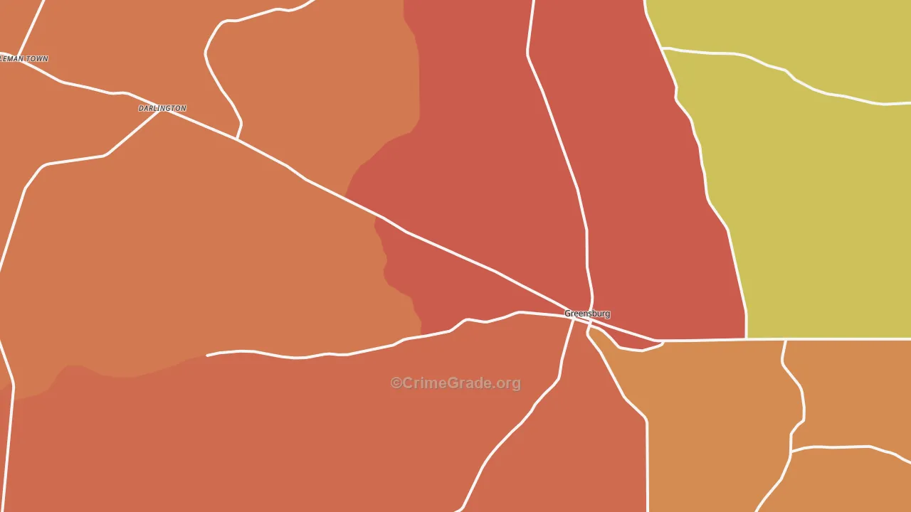 Greensburg, LA Map of Assault Rates