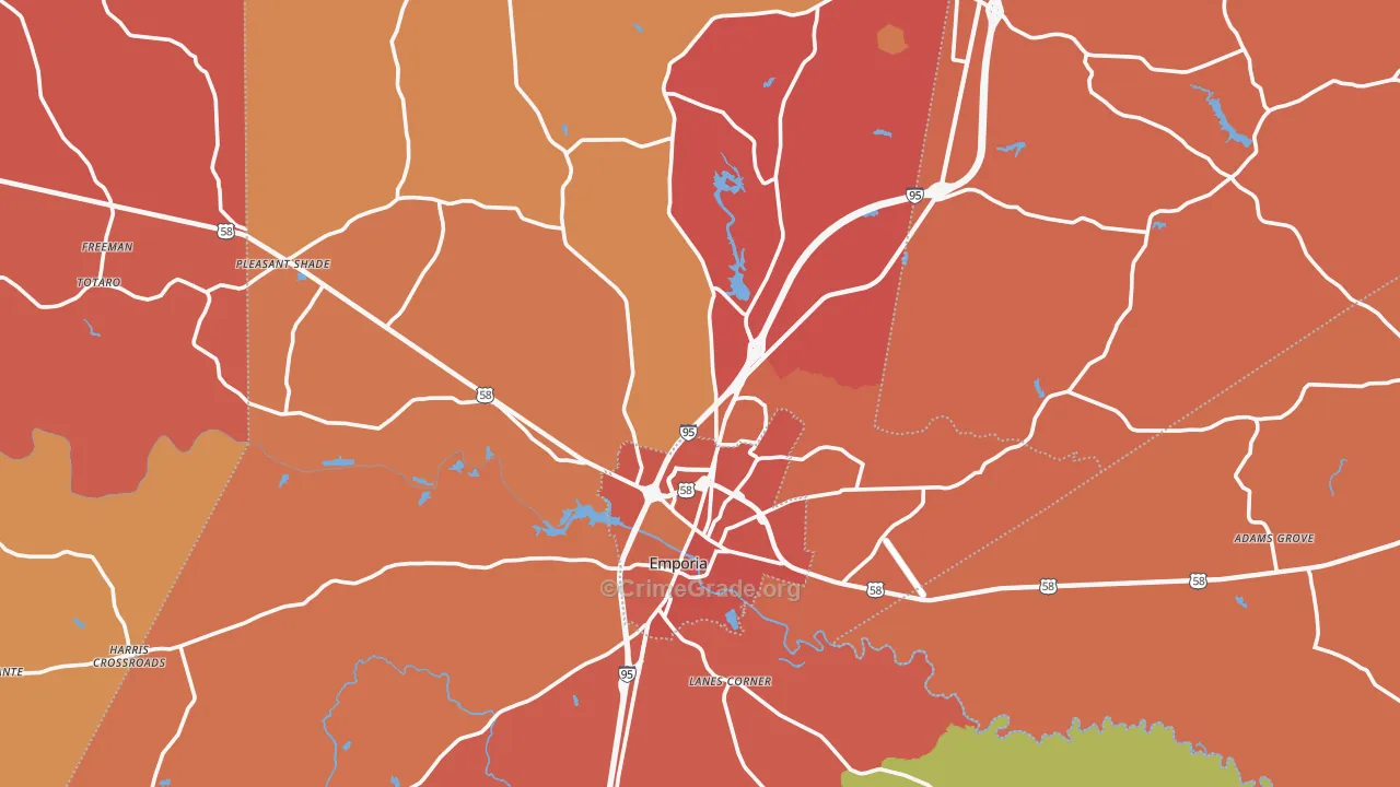 Greensville County, VA Map of Assault Rates