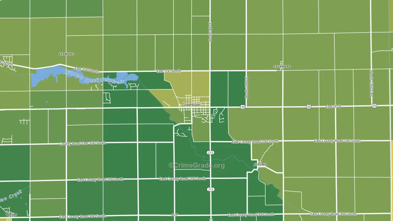 Greentown, IN Map of Assault Rates