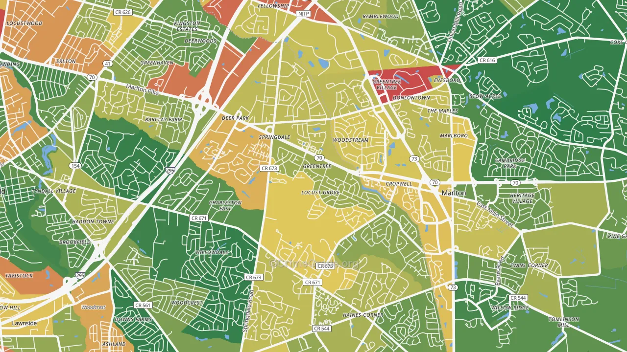 Greentree, NJ Map of Assault Rates