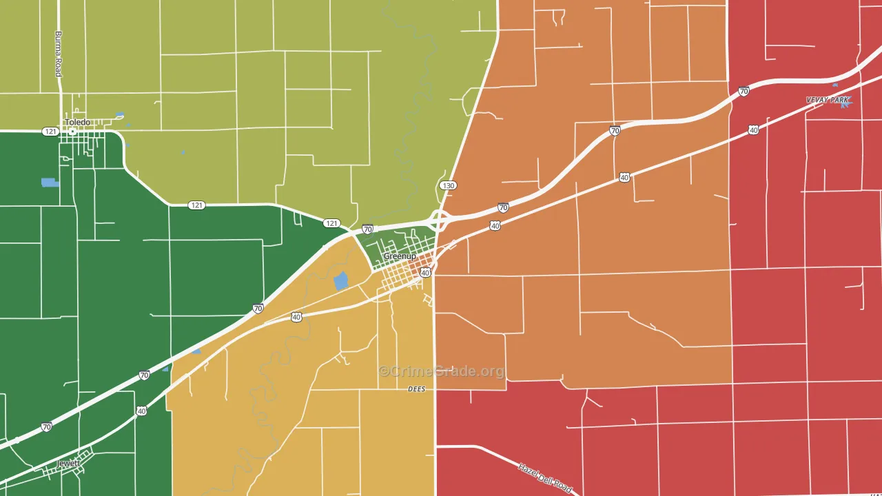 Greenup, IL Map of Assault Rates