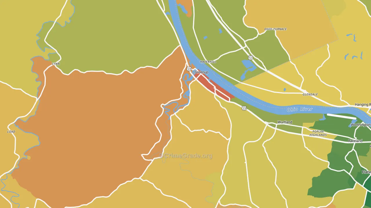 Greenup, KY Map of Assault Rates