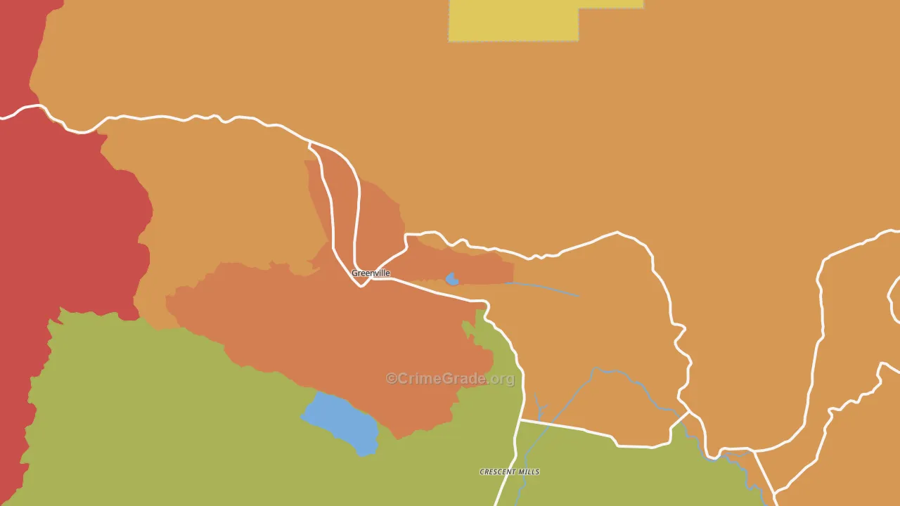 Greenville, CA Map of Assault Rates