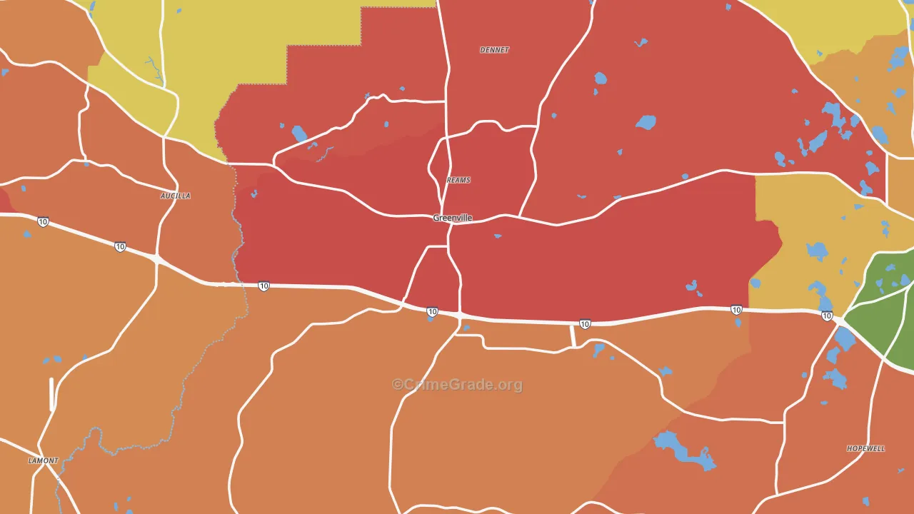 Greenville, FL Map of Assault Rates