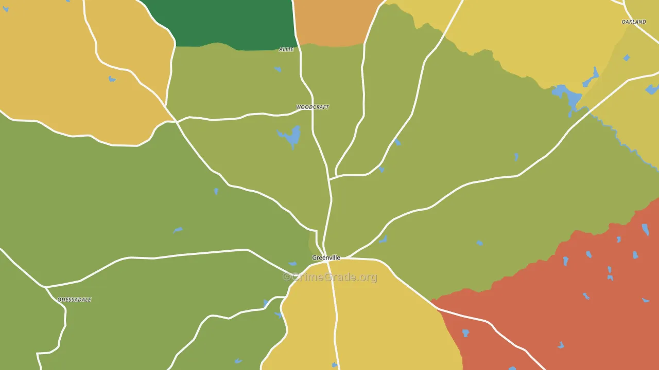 Greenville, GA Map of Assault Rates