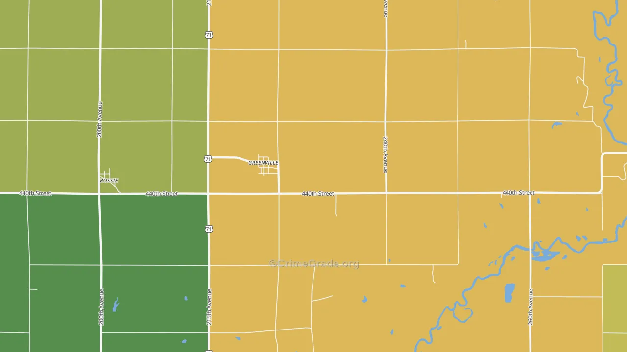Greenville, IA Map of Assault Rates
