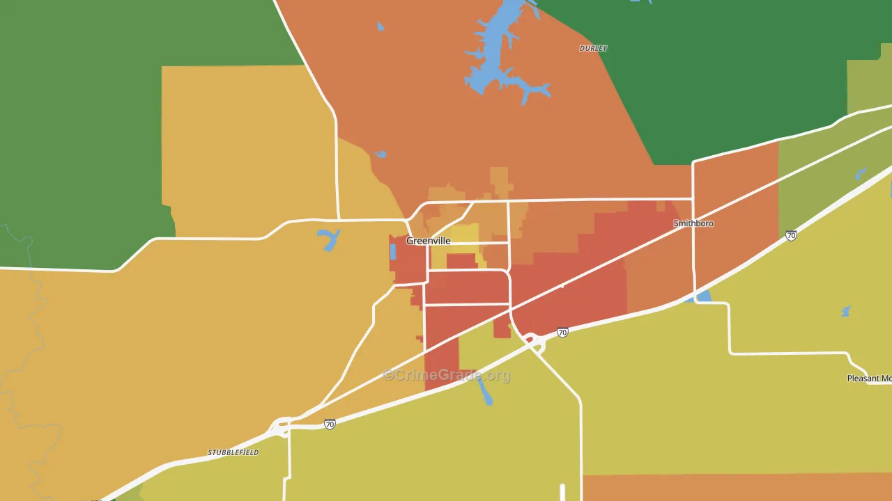 Greenville, IL Map of Assault Rates