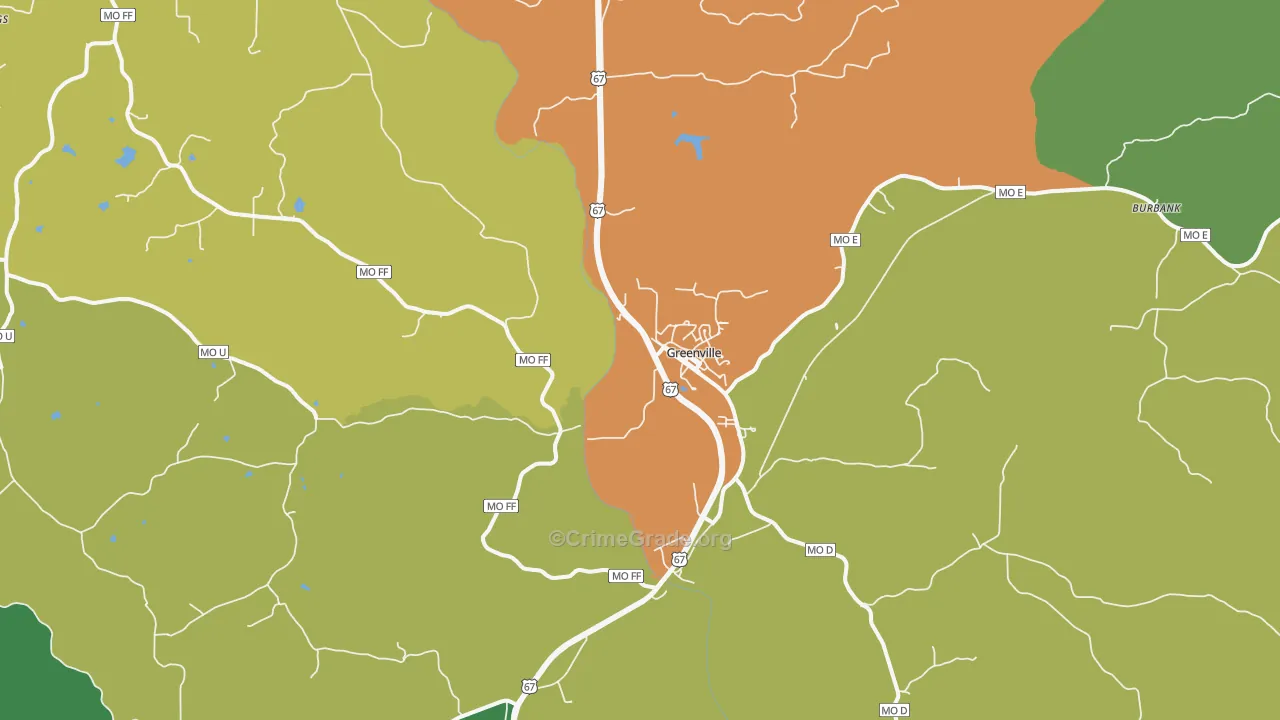 Greenville, MO Map of Assault Rates