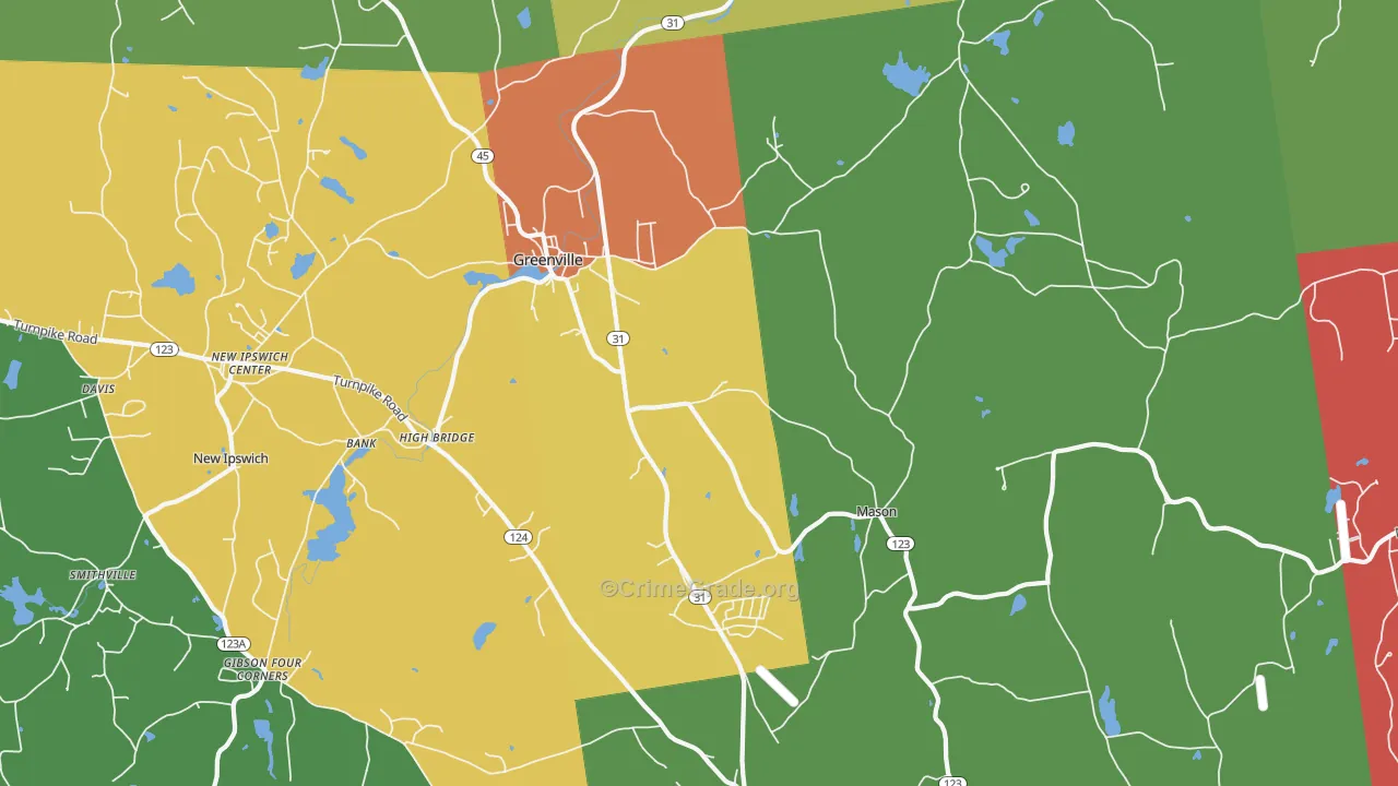 Greenville, NH Map of Assault Rates