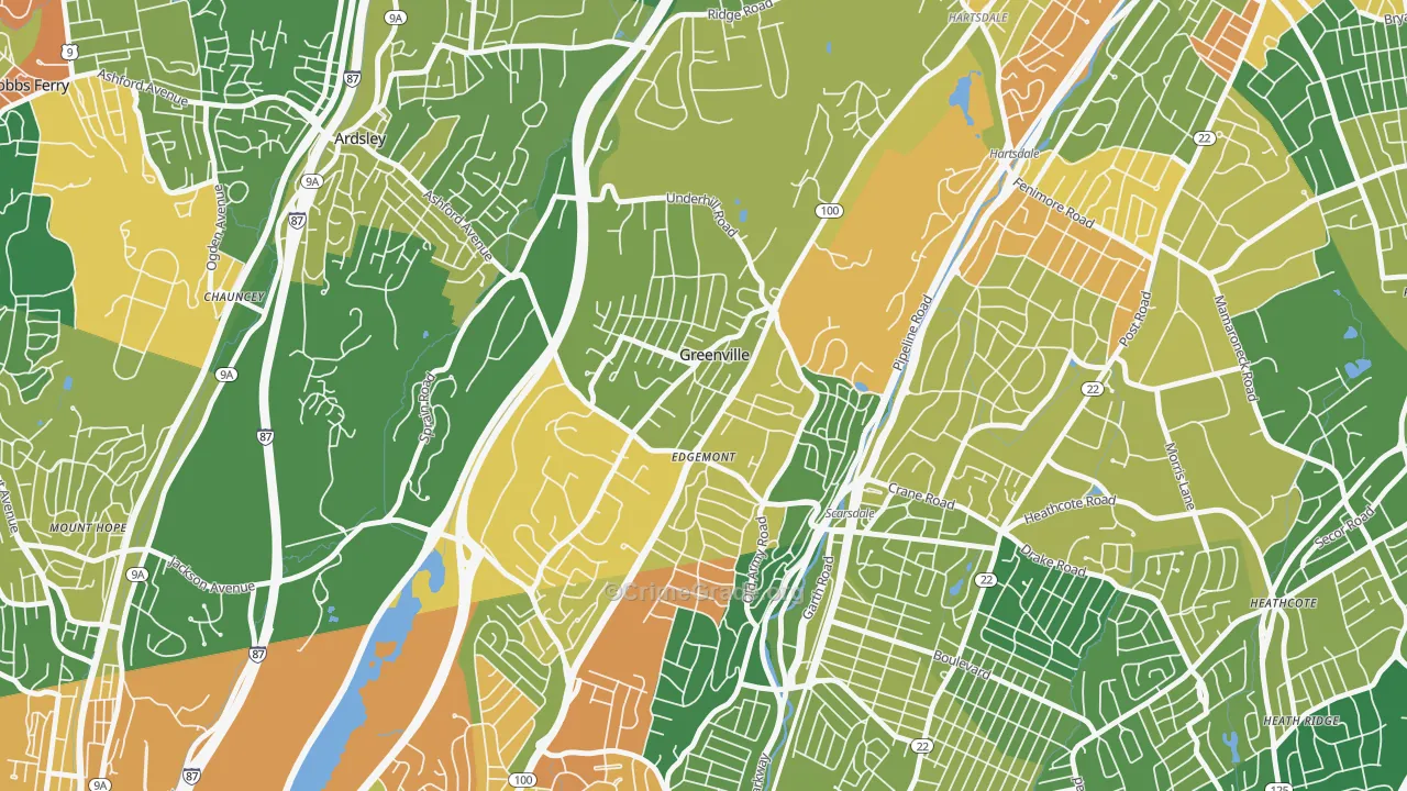 Greenville, Scarsdale, NY Map of Assault Rates