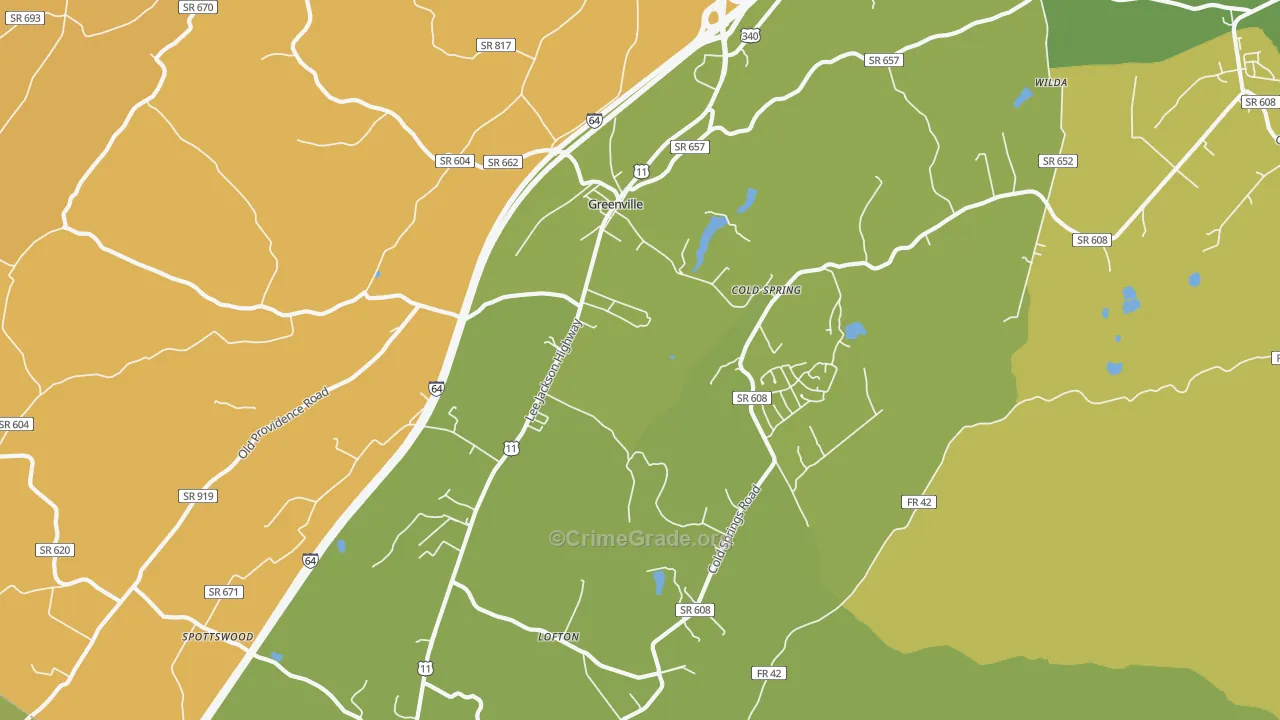 Greenville, VA Map of Assault Rates