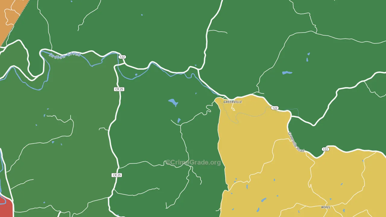 Greenville, WV Map of Assault Rates