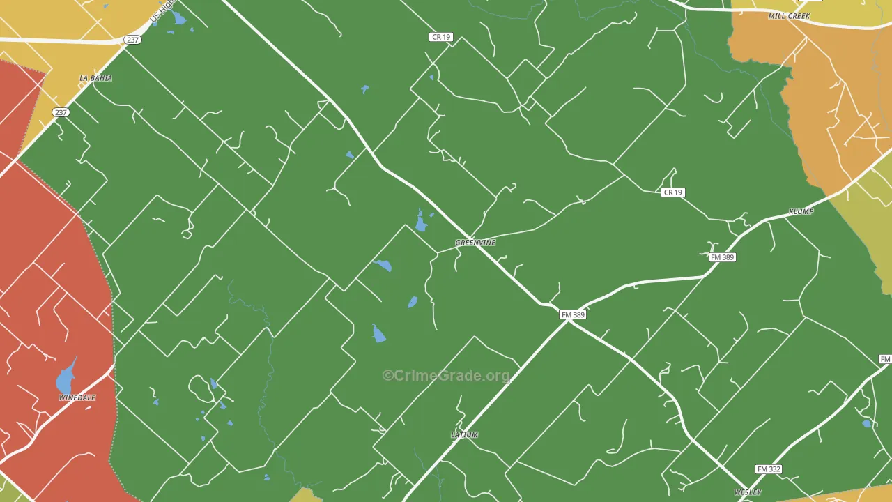 Greenvine, TX Map of Assault Rates