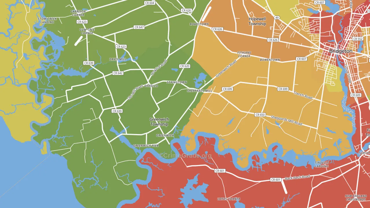 Greenwich, NJ Map of Assault Rates