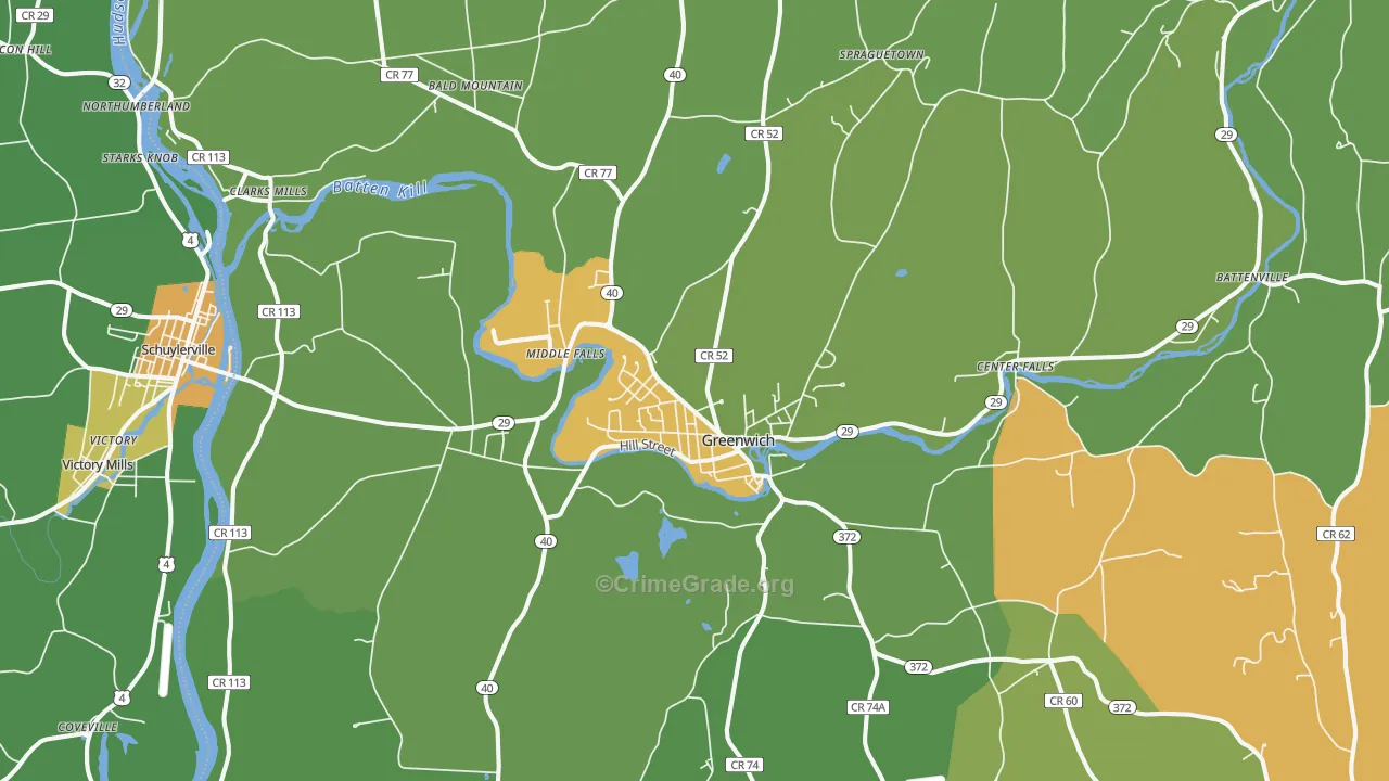 Greenwich, NY Map of Assault Rates