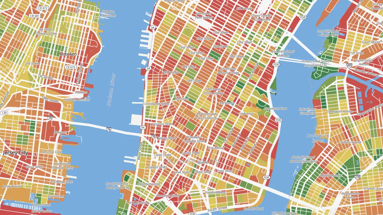 Greenwich Village, Manhattan, NY Map of Assault Rates