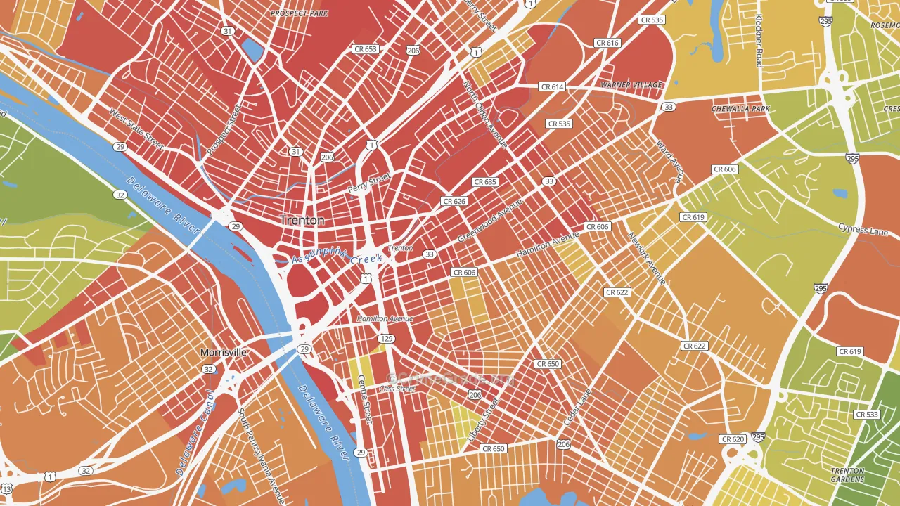 Greenwood and Hamilton, Trenton, NJ Map of Assault Rates