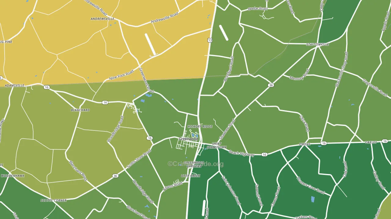 Greenwood, DE Map of Assault Rates