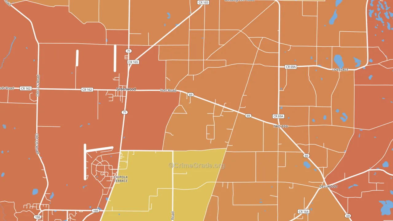 Greenwood, FL Map of Assault Rates