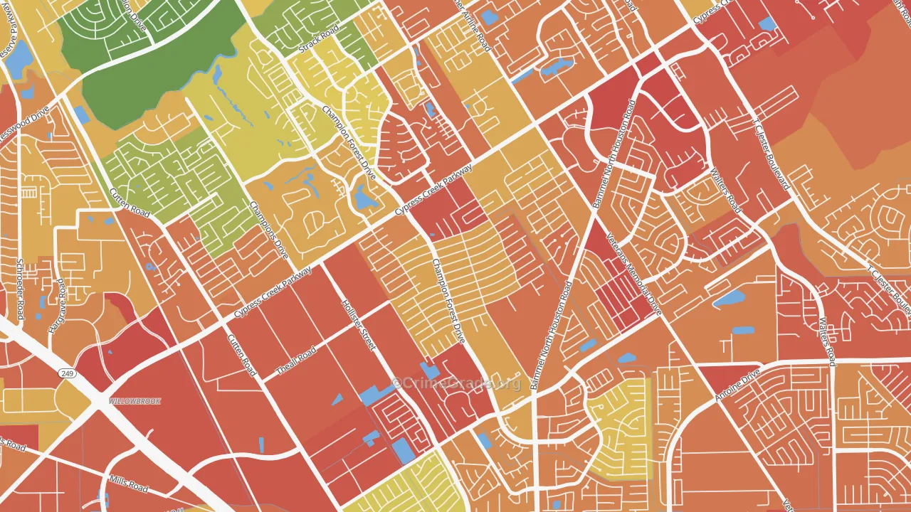 Greenwood Forest, Houston, TX Map of Assault Rates
