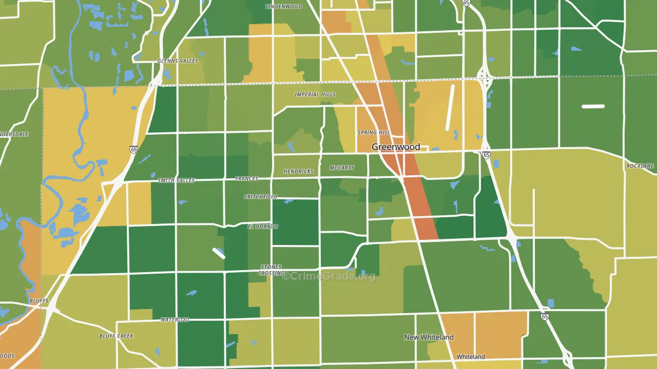 Greenwood, IN Map of Assault Rates