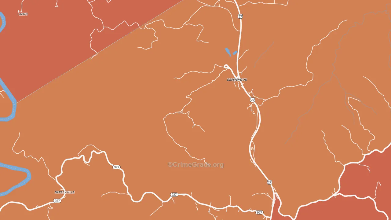 Greenwood, KY Map of Assault Rates