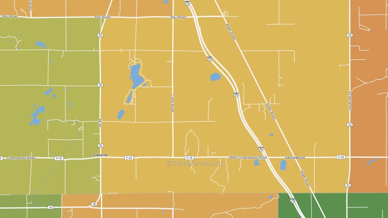 Greenwood, MI Map of Assault Rates