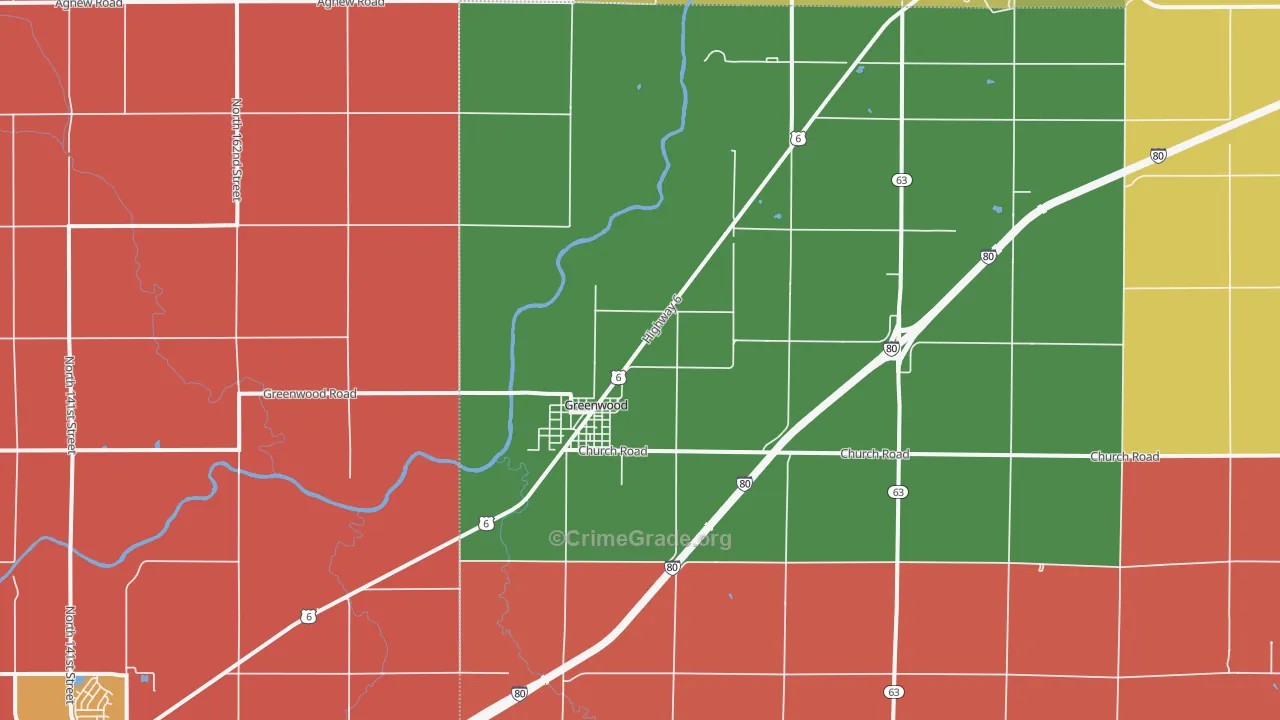 Greenwood, NE Map of Assault Rates