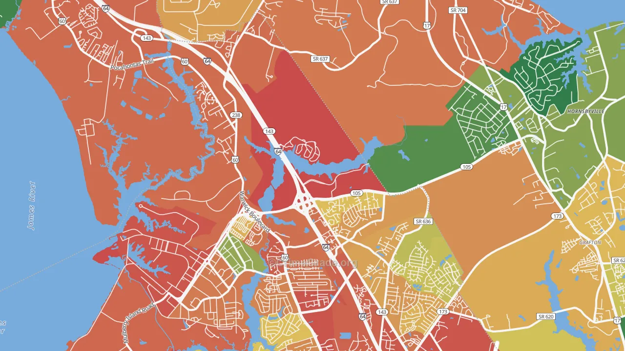 Greenwood, Newport News, VA Map of Assault Rates