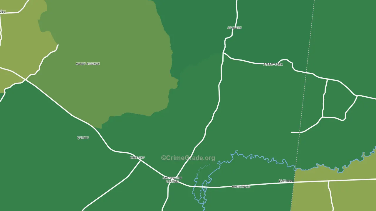 Greenwood Springs, MS Map of Assault Rates