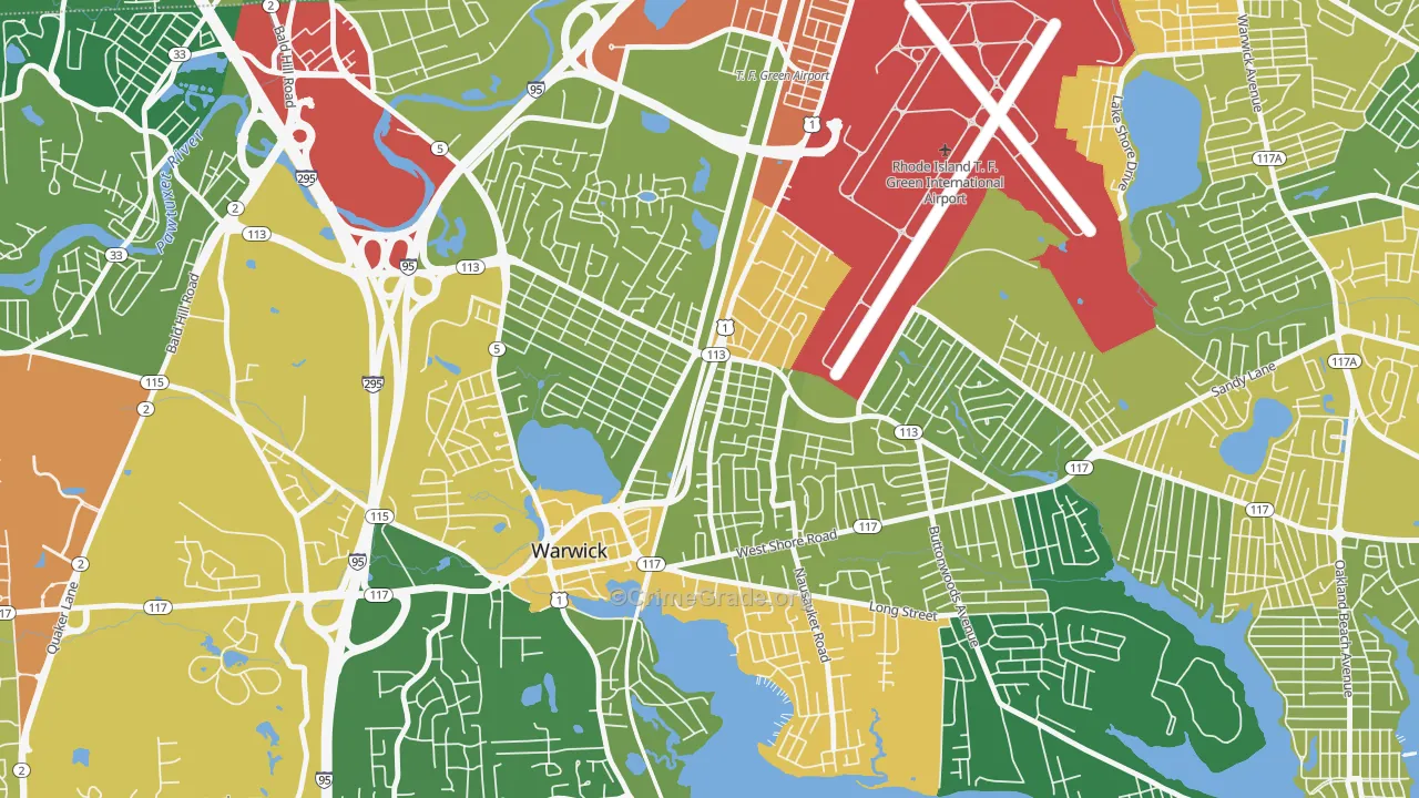 Greenwood, Warwick, RI Map of Assault Rates