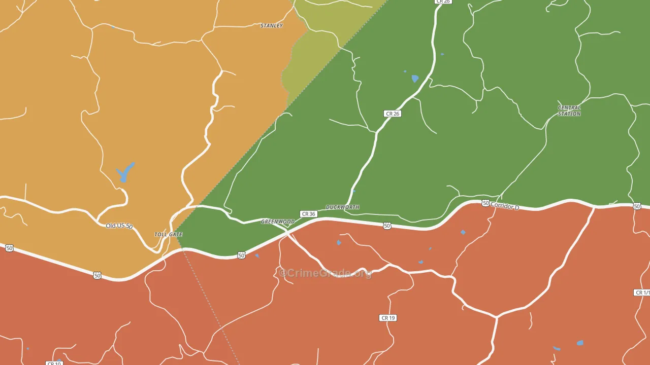 Greenwood, WV Map of Assault Rates
