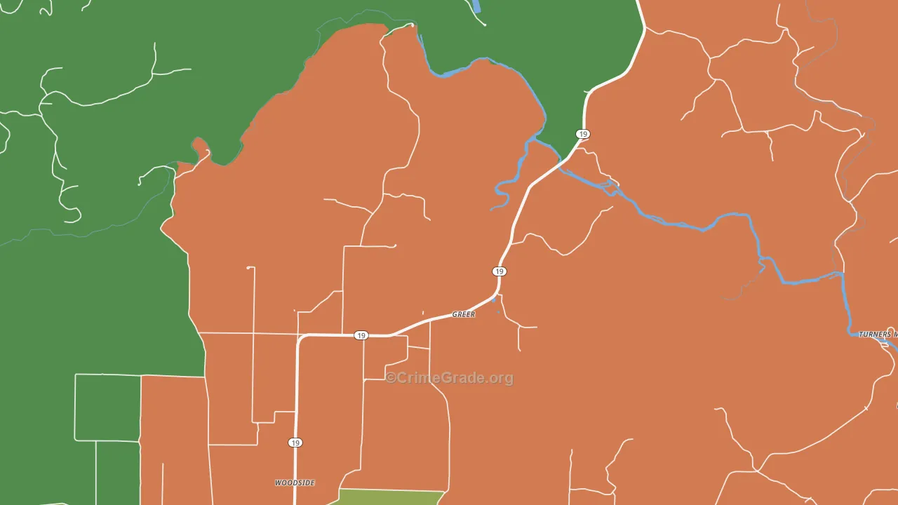 Greer, MO Map of Assault Rates