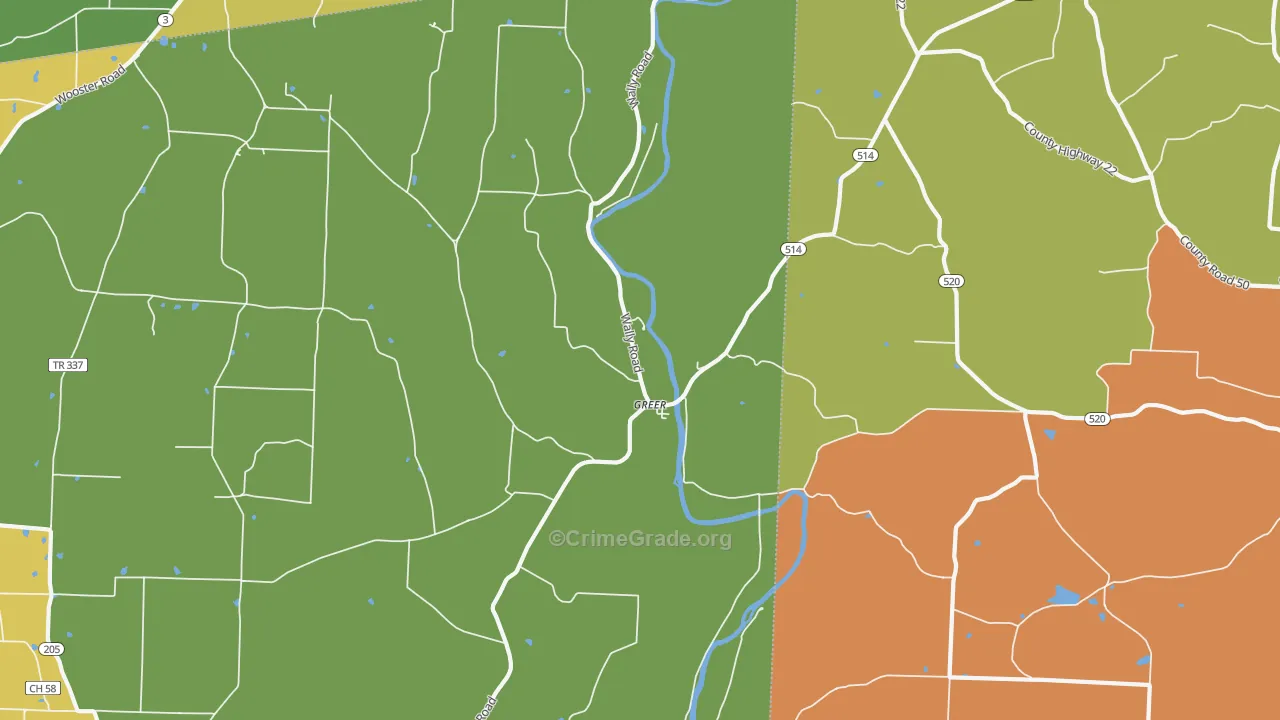 Greer, OH Map of Assault Rates
