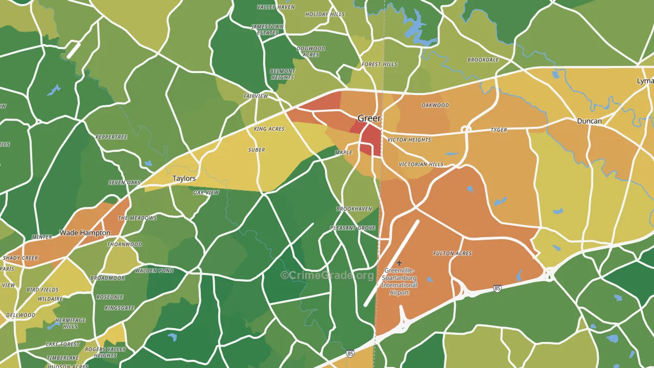 Greer, SC Map of Assault Rates